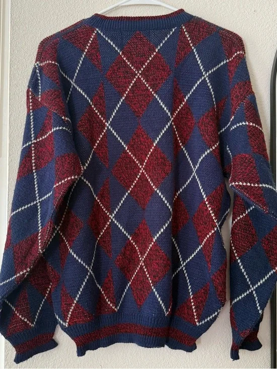 Rotary Estate Men's Argyle Crewneck Sweater - Navy & Burgundy - Picture 4 of 5